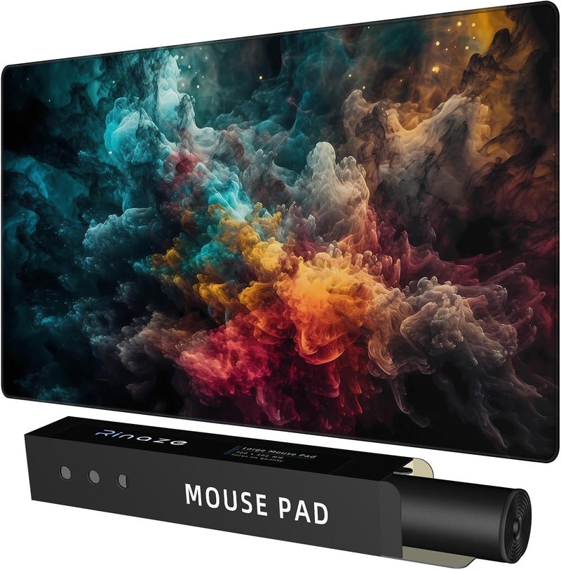 Rinaze Large Gaming Mouse Pad Desk Mat with Superior Micro-Weave Cloth, XXL Big Mousepad with Stitched Edges, Anti-Slip Desk Keyboard Pad for Gaming, Office and Home - Image 1
